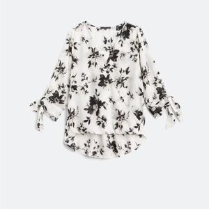 Floral Black and White Women's Top